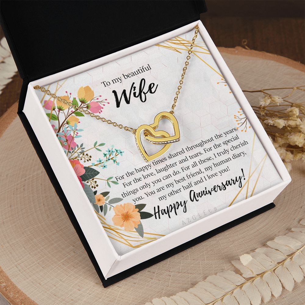 To My Wife Necklace from Husband, Personalized Necklace for Women, Luxury Necklace for Wife from Man Men, Wedding Anniversary Present For Wife, Beautiful Wife Jewelry Christmas Birthday Gifts For Wife8 Interlocking Hearts Necklace