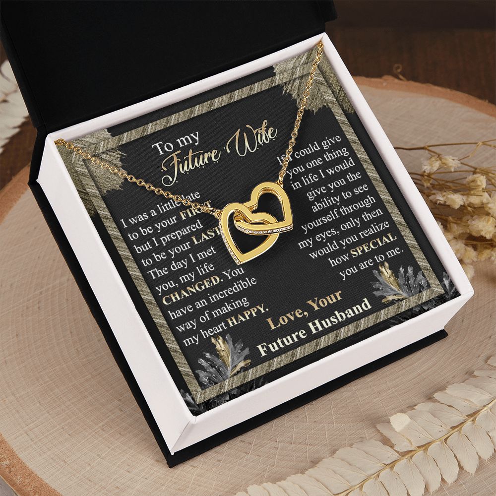 To My Future Wife Necklace from Boyfriend, Personalized Necklace for Women, Luxury Necklace for Girlfriend, Wedding Anniversary Present For Her, Girlfriend Gift Jewelry Christmas Birthday Gift Interlocking Hearts Necklace