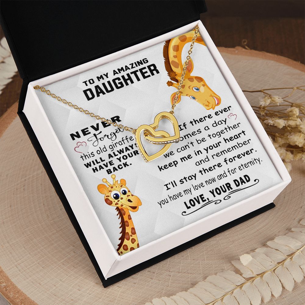 Jewelry Pendant Present for Daughter, To My Daughter Gift Necklace from Mom, Mother Daughter Gift Ideas, Birthday Christmas Gift Graduation Gifts for Daughters, Mother and Daughter Necklace 18 Interlocking Hearts Necklace