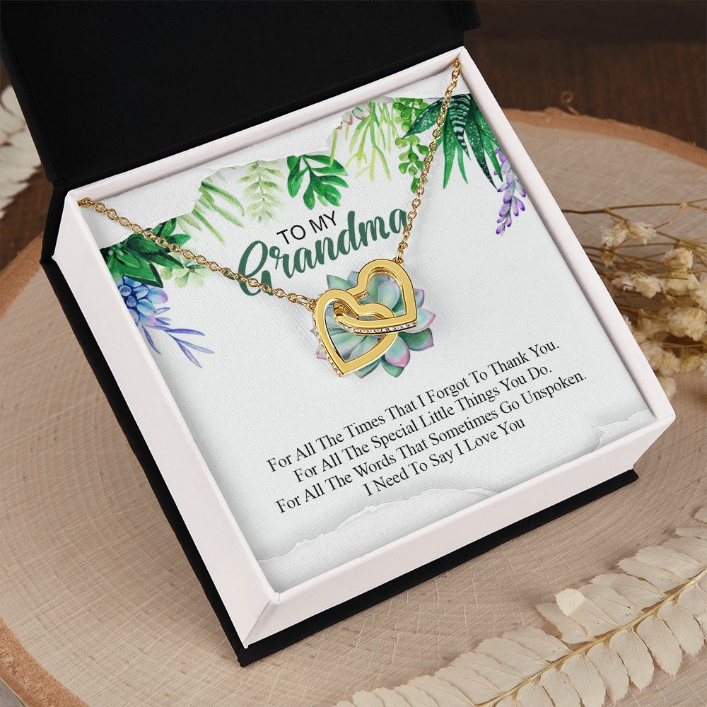To My Grandma Necklace, Gift for Grandmother Necklace, Mothers Day Gift For Grandma Nana, Grandma Jewelry From Grandchildren GrandKids , Jewelry Box Gift For Grandma Grandmother19 Interlocking Hearts Necklace