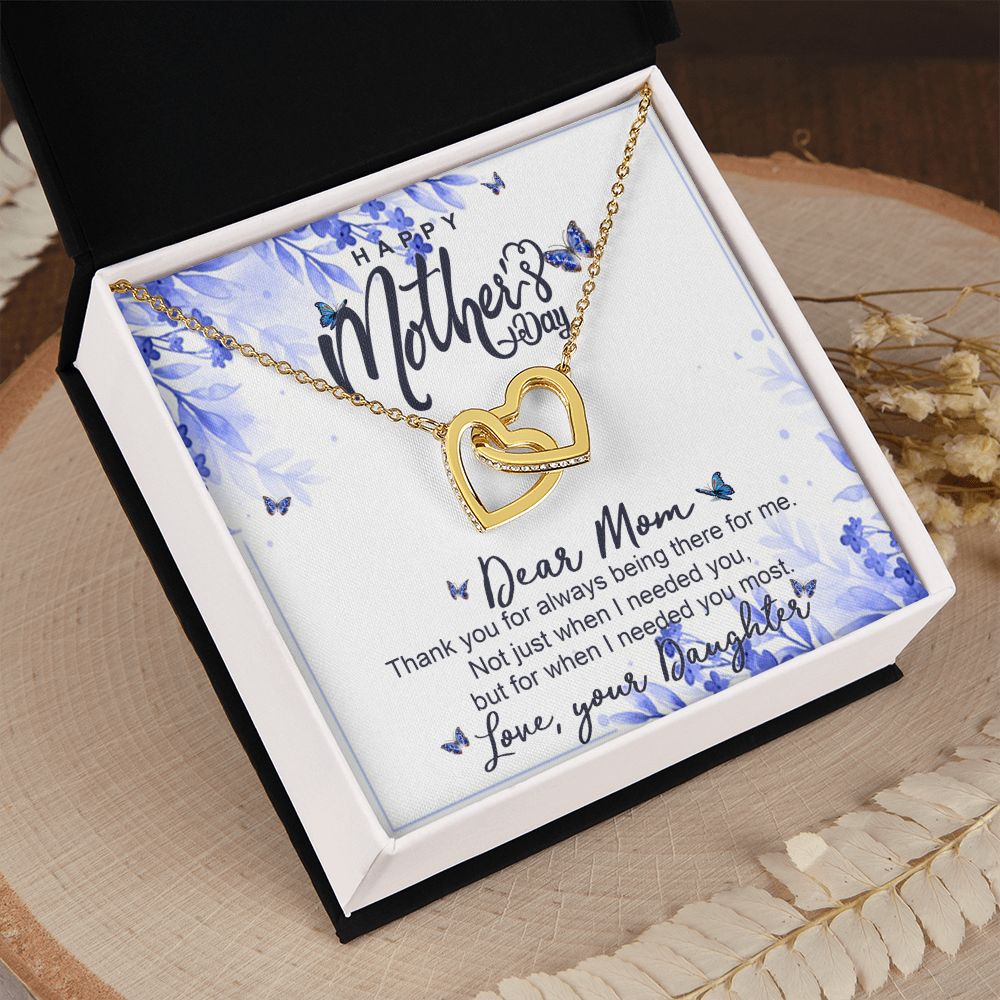 Happy Mother Day, Mothers Day Gifts Necklace, Gifts For Mom From Daughter Or Son Interlocking Hearts Necklace