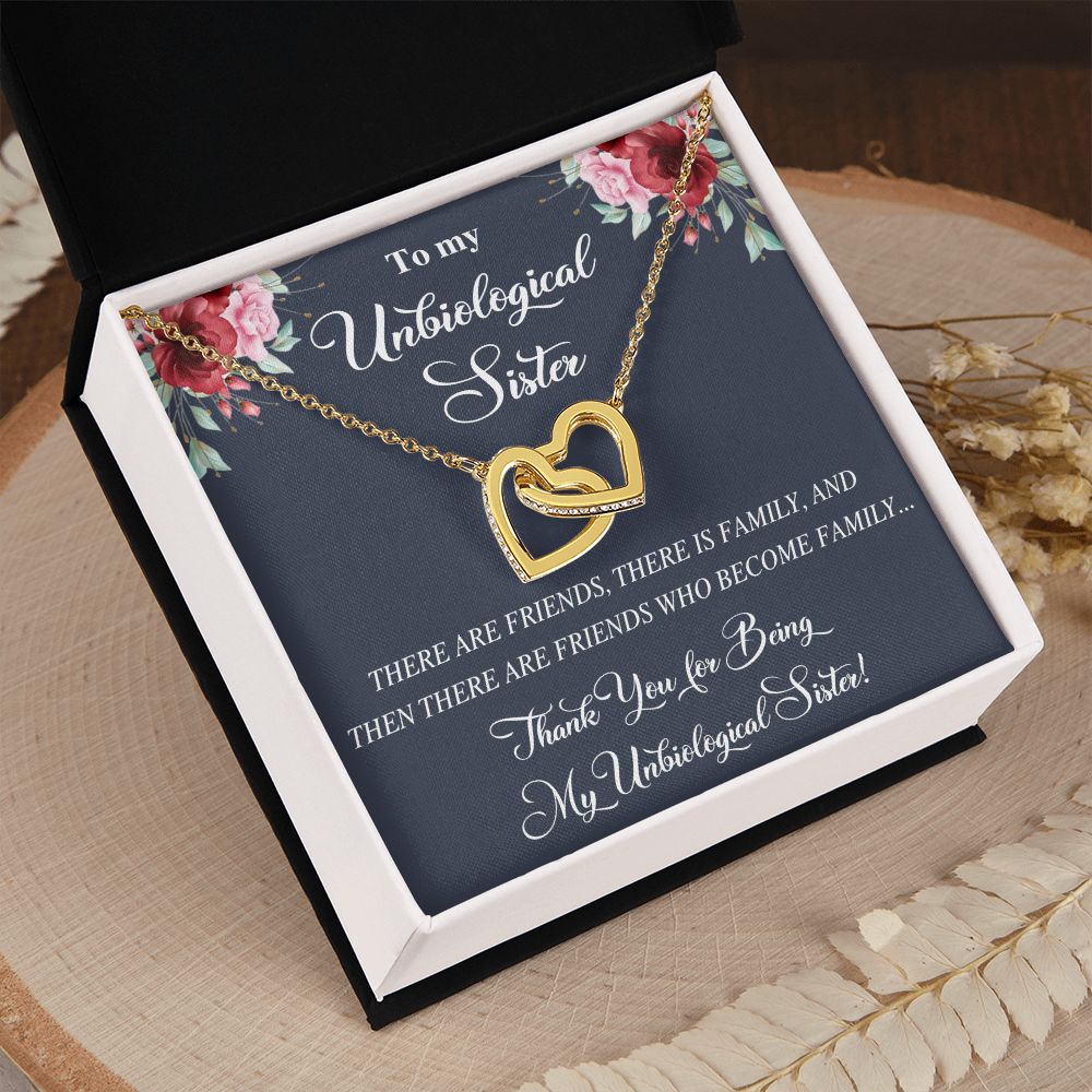 Unbiological Sister Alluring Beautiful Necklace, Best Friend Necklace, Soul Gift Interlocking Hearts Necklace