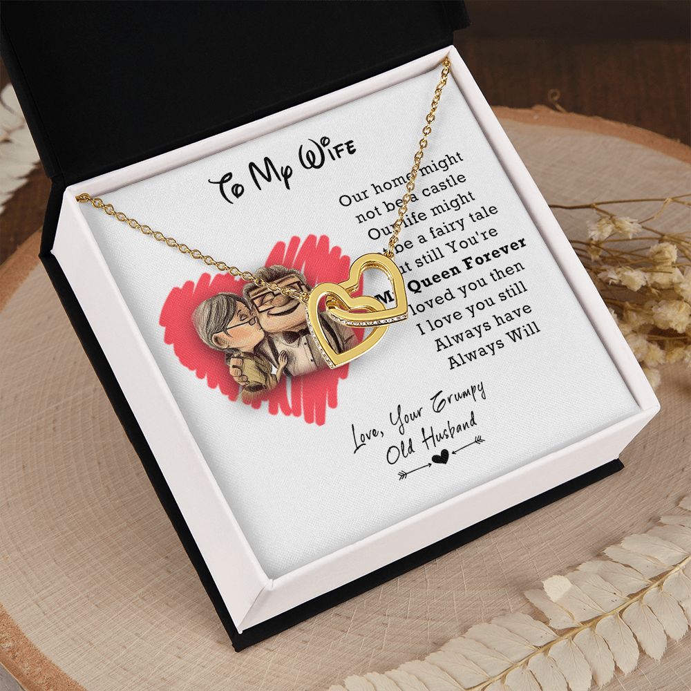 To My Wife Necklace from Husband, Personalized Necklace for Women, Luxury Necklace for Wife from Man Men, Wedding Anniversary Present For Wife, Beautiful Wife Jewelry Christmas Birthday Gifts For Wife3 Interlocking Hearts Necklace