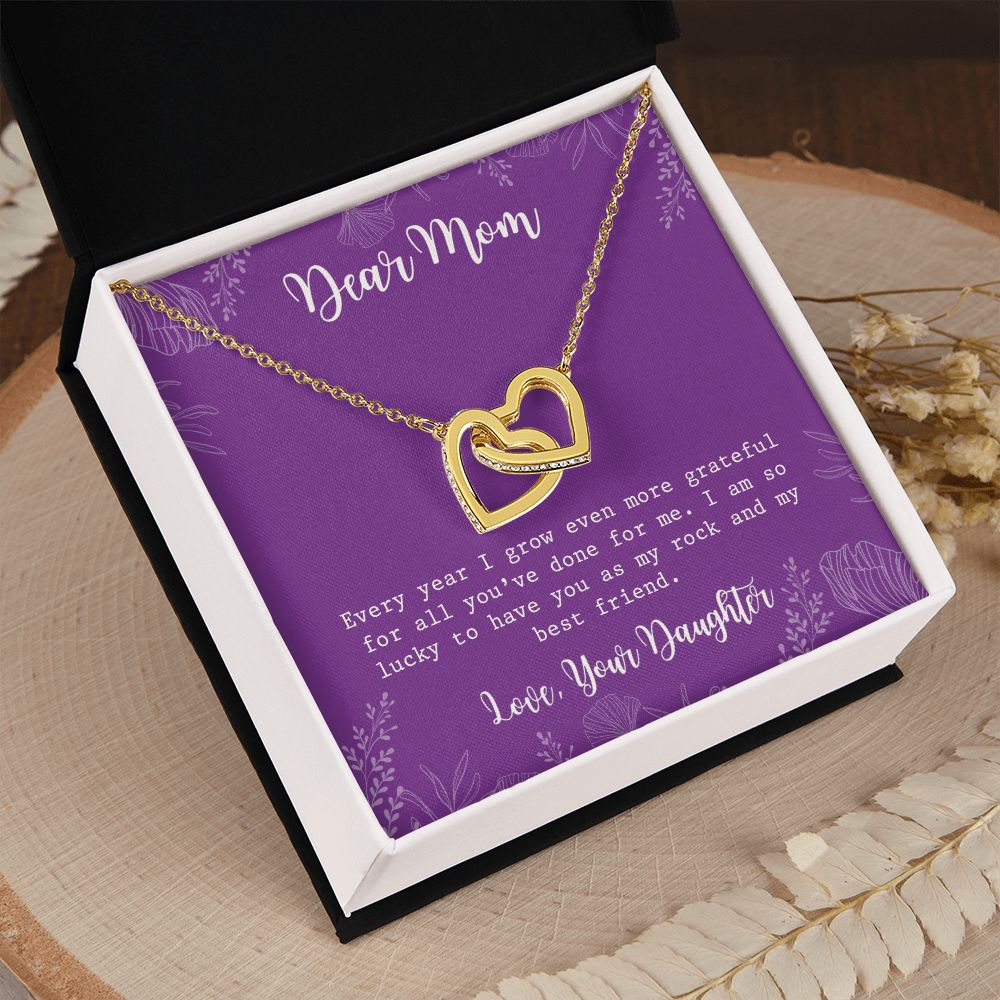 Mom Necklace Gifts for Mom from Daughter to Mom Gifts for Mothers Day from Daughter, To My Mom Necklace from Daughter to Mom Birthday Gifts Necklace with Message Card and Gift Box2234 Interlocking Hearts Necklace