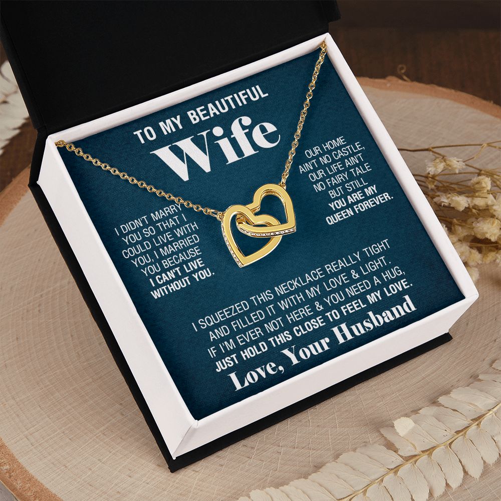 To My Beautiful Wife Necklace, Wedding Anniversary Jewelry For Women, Necklace For Wife from Husband, Gifts For Wife Birthday Gifts Necklace, Jewelry With Message Card In A Gift Box