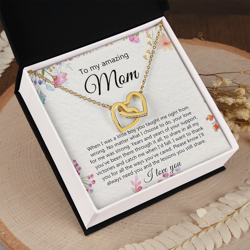 To My Amazing Mom Necklace for Mother Day Gift From Son, Gift For Mom From Son, Necklace Gift For Mom Son Gift For Mother Gift Thank You Mom, Mother Necklace Birthday Gift for Mom Interlocking Hearts Necklace