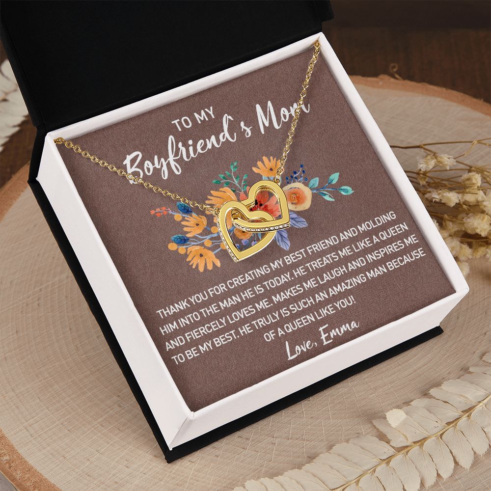 Gift for Boyfriend's Mom, Boyfriend Mom Gift, To My Boyfriends Mom's Gift, Mother's Day Gift for Boyfriends Mom, Boyfriend Mom Interlocking Hearts Necklace