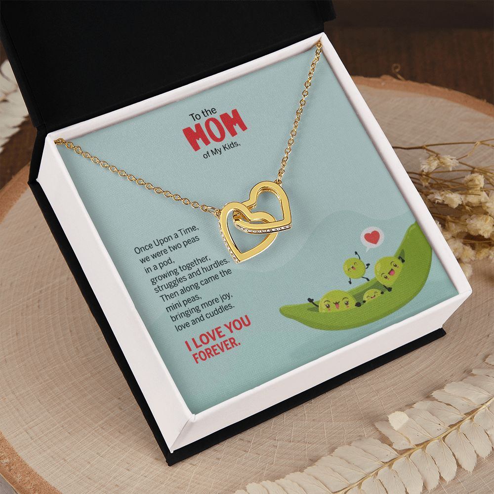 To My Mom Peas Pod Necklace From Kids, Gift For Mom On Mother's Day Jewelry Mom Interlocking Hearts Necklace