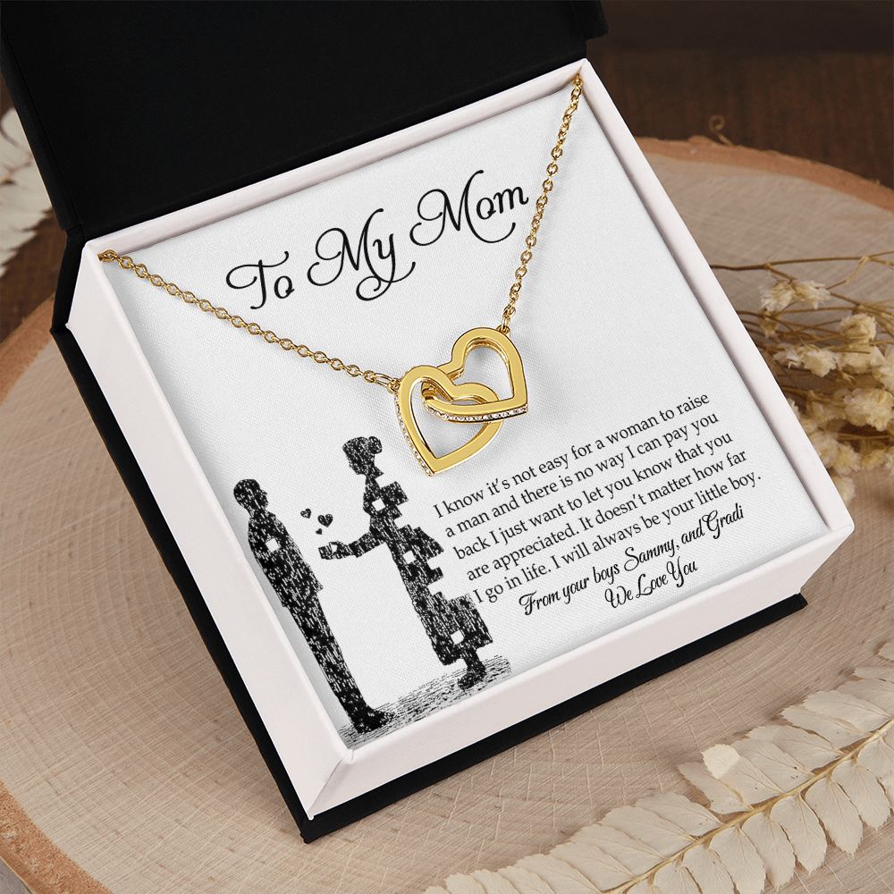 To My Mom Necklace, Gift For Mom, Mother's Day Gift from Son, Mom Jewelry Gift for Mothers Day, Birthday Gift for Mother, Moms Gift from Daughter Son, Necklace for Mom Mother Interlocking Hearts Necklace
