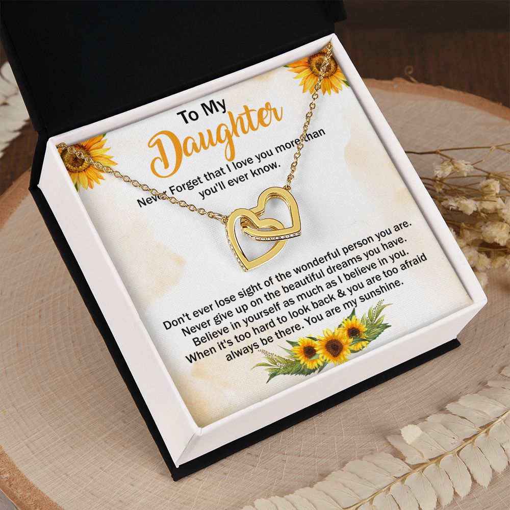 Jewelry Pendant Present for Daughter, To My Daughter Gift Necklace from Mom, Mother Daughter Gift Ideas, Birthday Christmas Gift Graduation Gifts for Daughters, Mother and Daughter Necklace 11 Interlocking Hearts Necklace