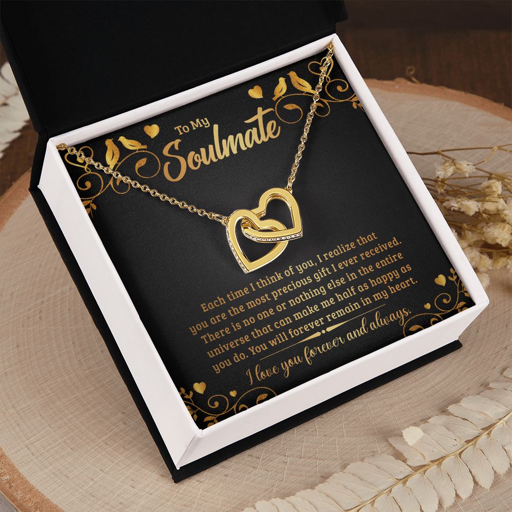 To My Soulmate Necklace for Women Birthday Christmas Jewelry Gifts For My Wife with Message Card Box Personalized Gift Present Pendant for Future Wife Soulmate Girlfriend Love 19 Interlocking Hearts Necklace