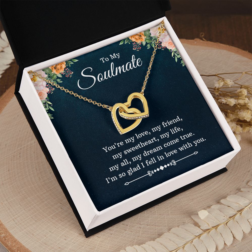 To My Soulmate Necklace for Women Birthday Christmas Jewelry Gifts For My Wife with Message Card Box Personalized Gift Present Pendant for Future Wife Soulmate Girlfriend Love 10 Interlocking Hearts Necklace