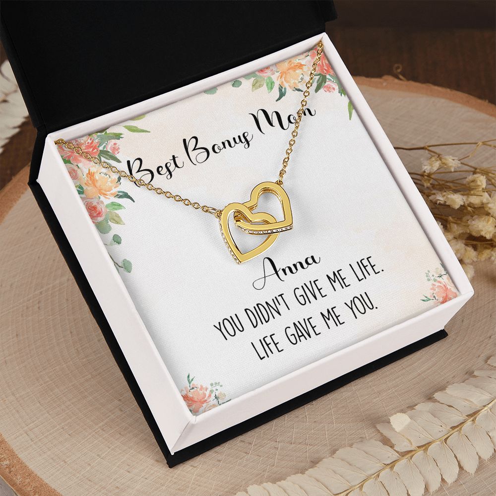 To My Stepmom Necklace from Stepdaughter Birthday Gifts for Stepmom Stepmother Gifts for Second Mom Gifts for Stepmom from Bonus Daughter Stepmom Gifts for Birthday Mothers Day 301 Interlocking Hearts Necklace