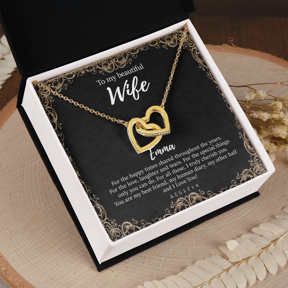 To My Wife Necklace from Husband, Personalized Necklace for Women, Luxury Necklace for Wife from Man Men, Wedding Anniversary Present For Wife, Beautiful Wife Jewelry Christmas Birthday Gifts For Wife9 Interlocking Hearts Necklace