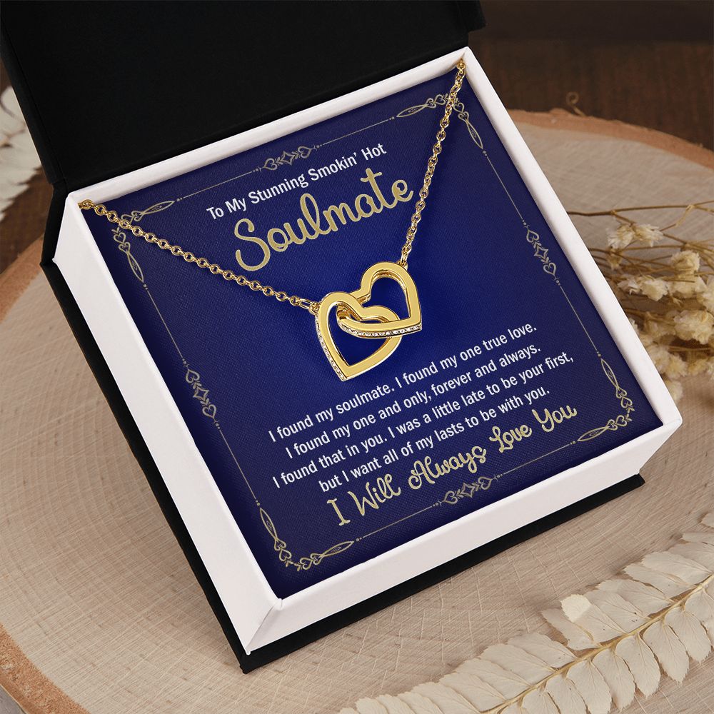 To My Smokin Hot Soulmate Necklace - Wife Gifts From Husband To My Wife Necklace, Gift for Her Romantic, Girlfriend Gifts Necklace for Wife from Men Includes Message Card and Gift Box 6 Interlocking Hearts Necklace