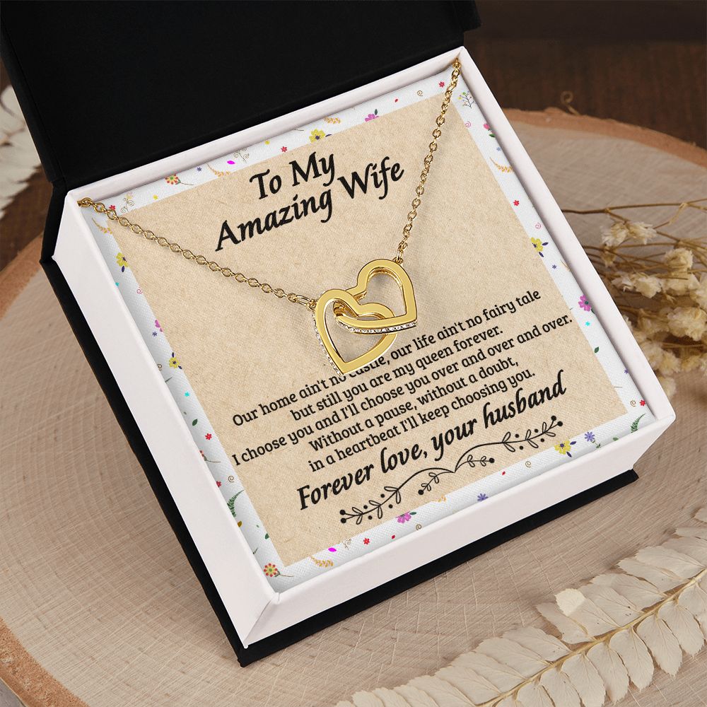 Birthday Gifts For Wife, Necklace Gifts For Wife From Husband, To My Wife Jewelry For Women , To My Wife Necklace  from Husband Wedding Anniversary Present For Wife, Beautiful Wife Jewelry Christmas18 Interlocking Hearts Necklace