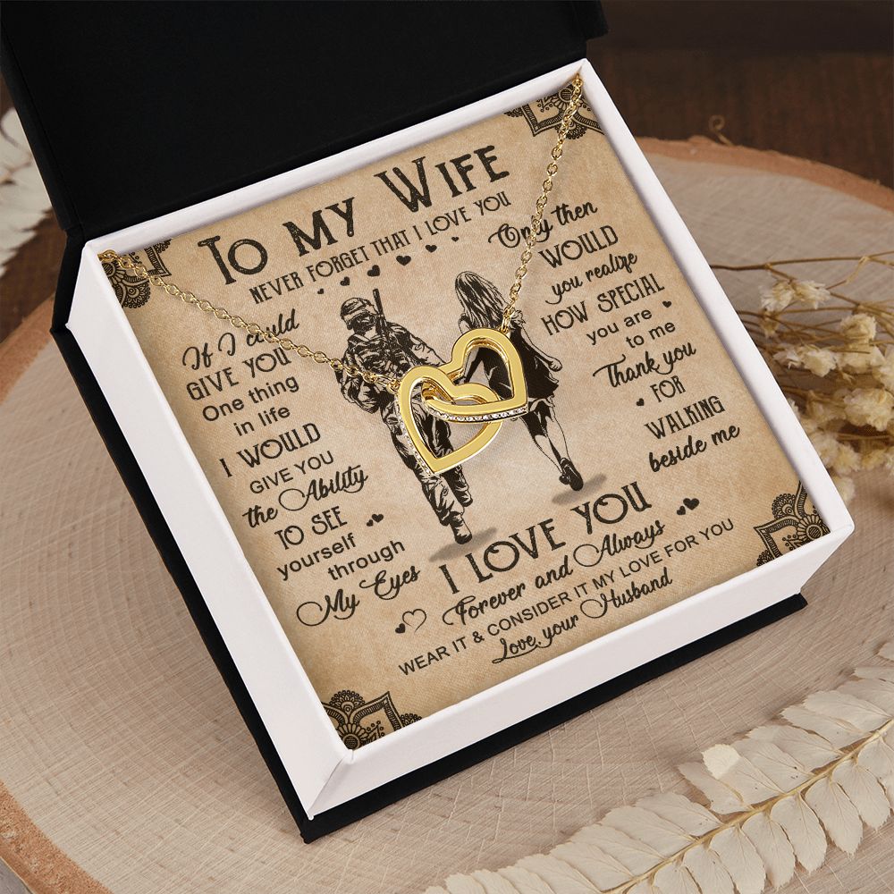 Birthday Gifts For Wife, Necklace Gifts For Wife From Husband, To My Wife Jewelry For Women , To My Wife Necklace  from Husband Wedding Anniversary Present For Wife, Beautiful Wife Jewelry Christmas20 Interlocking Hearts Necklace