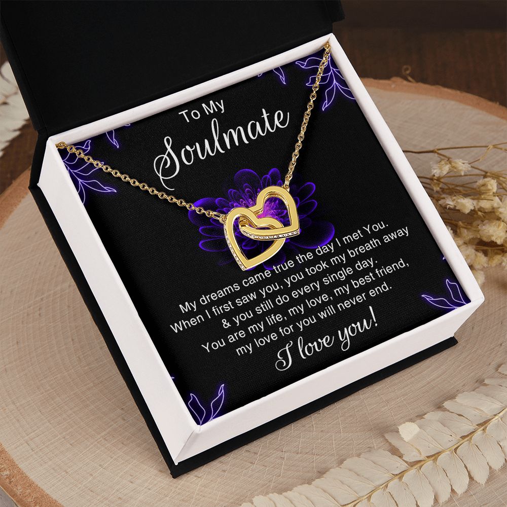 To My Soulmate Necklace for Women Birthday Christmas Jewelry Gifts For My Wife with Message Card Box Personalized Gift Present Pendant for Future Wife Soulmate Girlfriend Love 7 Interlocking Hearts Necklace
