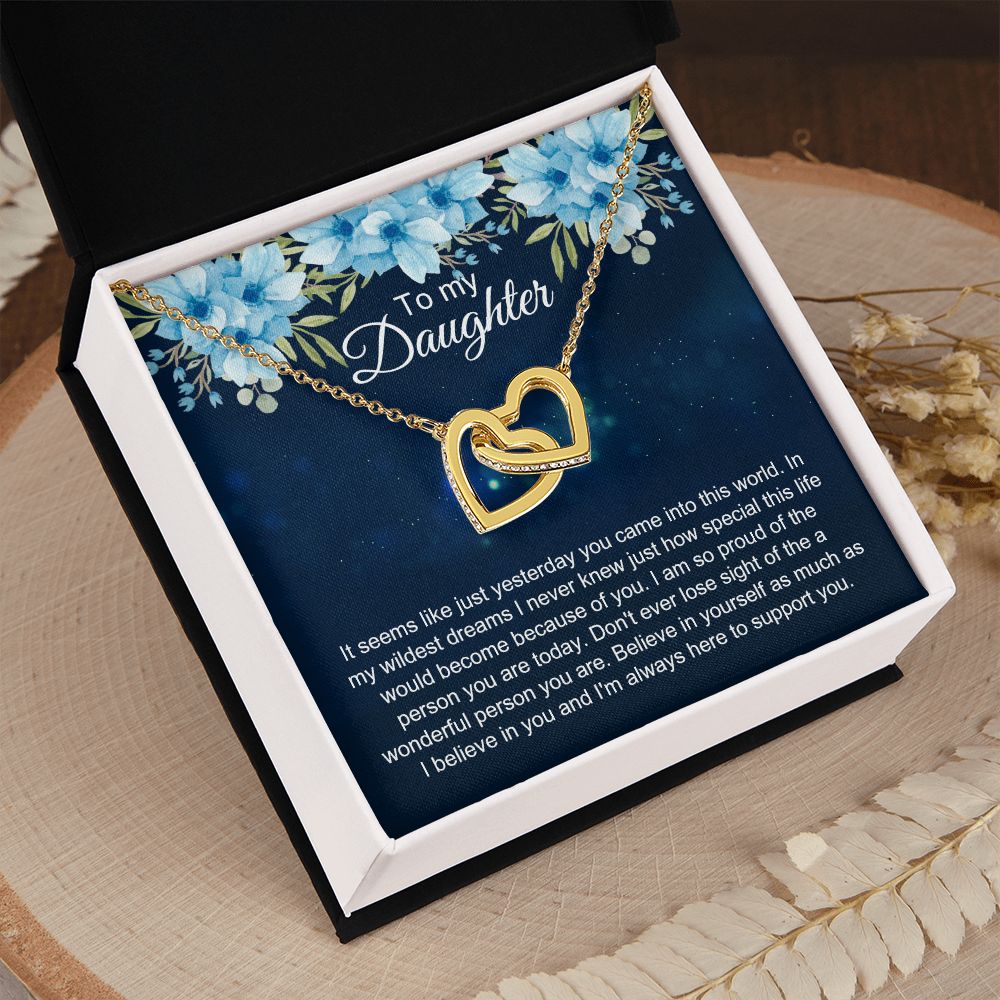 To My Daughter Gift Necklace from Mom, Mother and Daughter Necklace for Girls, Mother Daughter Gift Ideas, Jewelry Pendant Interlocking Hearts Necklace