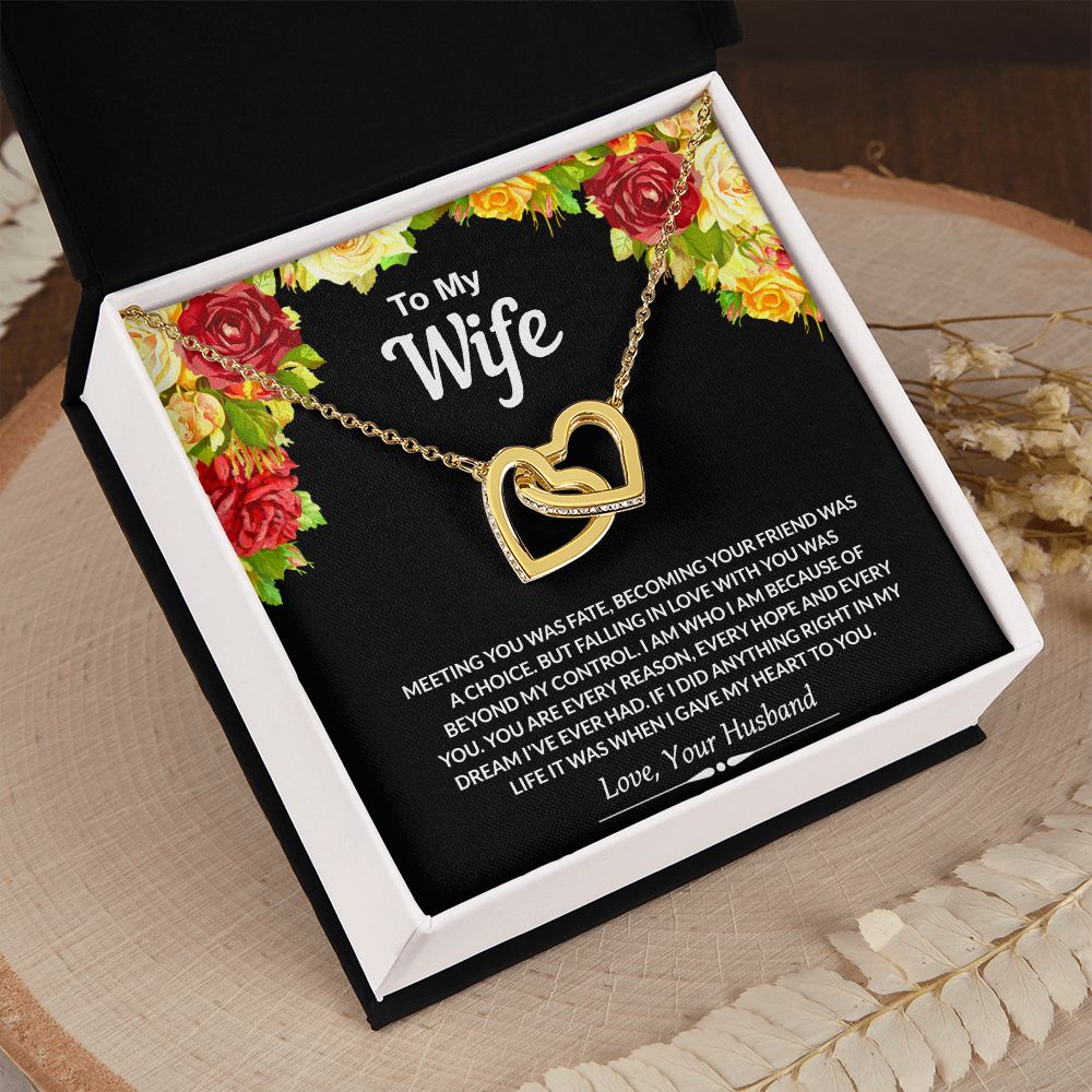 To My Wife Necklace from Husband Jewelry Gift For Wife Valentines Gift for Her Interlocking Hearts Necklace