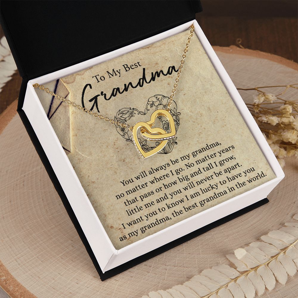 To My Grandma Necklace, Gift for Grandmother Necklace, Mothers Day Gift For Grandma Nana, Grandma Jewelry From Grandchildren GrandKids , Jewelry Box Gift For Grandma Grandmother6 Interlocking Hearts Necklace
