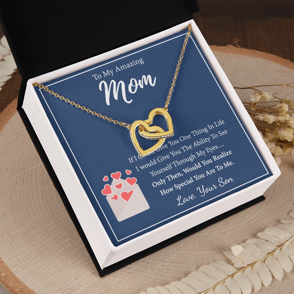 Mom Necklace Gifts for Mom from Daughter to Mom Gifts for Mothers Day from Daughter, To My Mom Necklace from Daughter to Mom Birthday Gifts Necklace with Message Card and Gift Box2238 Interlocking Hearts Necklace