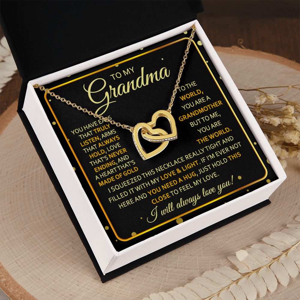 To My Grandma Necklace, Gift for Grandmother Necklace, Mothers Day Gift For Grandma Nana, Grandma Jewelry From Grandchildren GrandKids , Jewelry Box Gift For Grandma Grandmother7 Interlocking Hearts Necklace