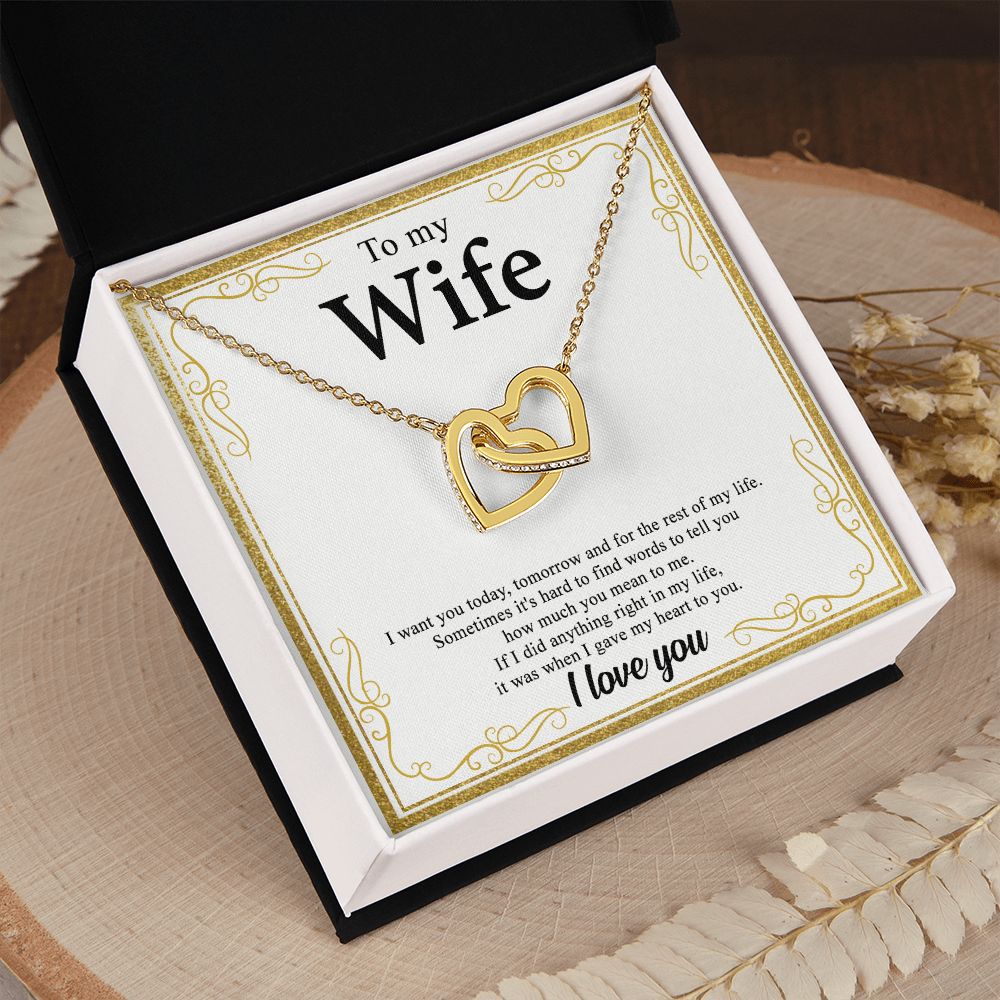 To My Wife Alluring Love Necklace Gift for Wife Valentines Day Gift for Her Interlocking Hearts Necklace
