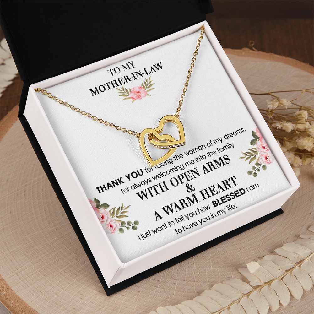 To My Mother-In-Law From Son-In-Law Thank You For Raising Interlocking Hearts Necklace