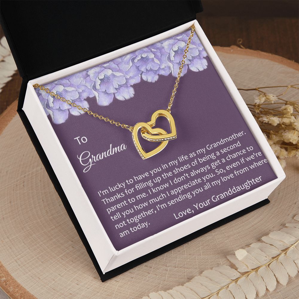 To My Grandma Necklace, Gift for Grandmother Necklace, Mothers Day Gift For Grandma Nana, Grandma Jewelry From Grandchildren GrandKids , Jewelry Box Gift For Grandma Grandmother21 Interlocking Hearts Necklace