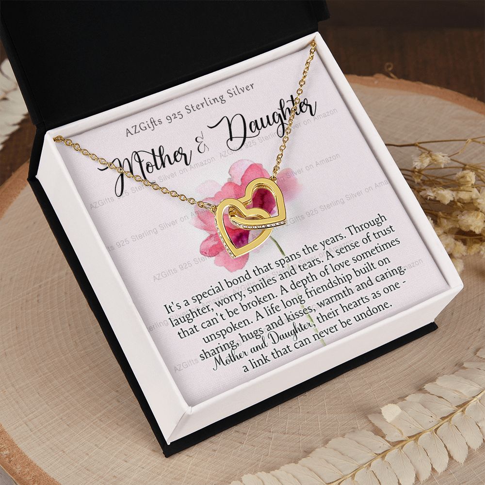 Mother Daughter Necklace with Message Card Mother Daughter Gift Mom Birthday Gift Necklace for Mom from Daughter Gift Birthday Gift for Mom Daughter Gift from Mom 301 Interlocking Hearts Necklace