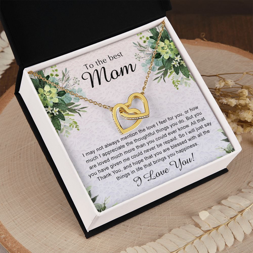 To My Best Mom Necklace, Necklace for Mother, Daughter Gift For Mom, Present For Mom, Mother Gifts from Son or Daughter, Jewelry Gift for Mothers Day, Birthday Gift for Mother, Moms Interlocking Hearts Necklace