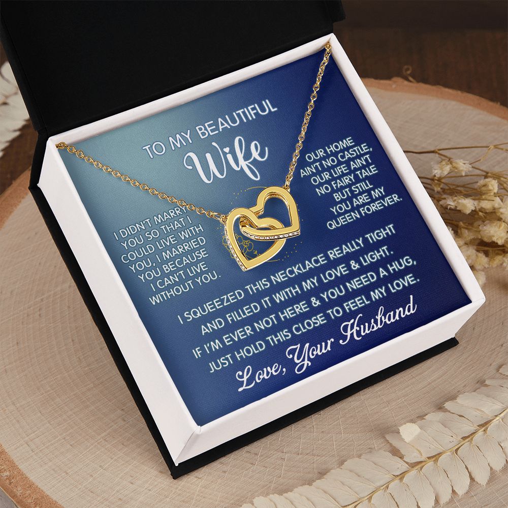 To My Beautiful Wife Necklace, Wedding Anniversary Jewelry For Women, Necklace For Wife from Husband, Gifts For Wife Birthday Gifts Necklace, Jewelry With Message Card In A Gift Box