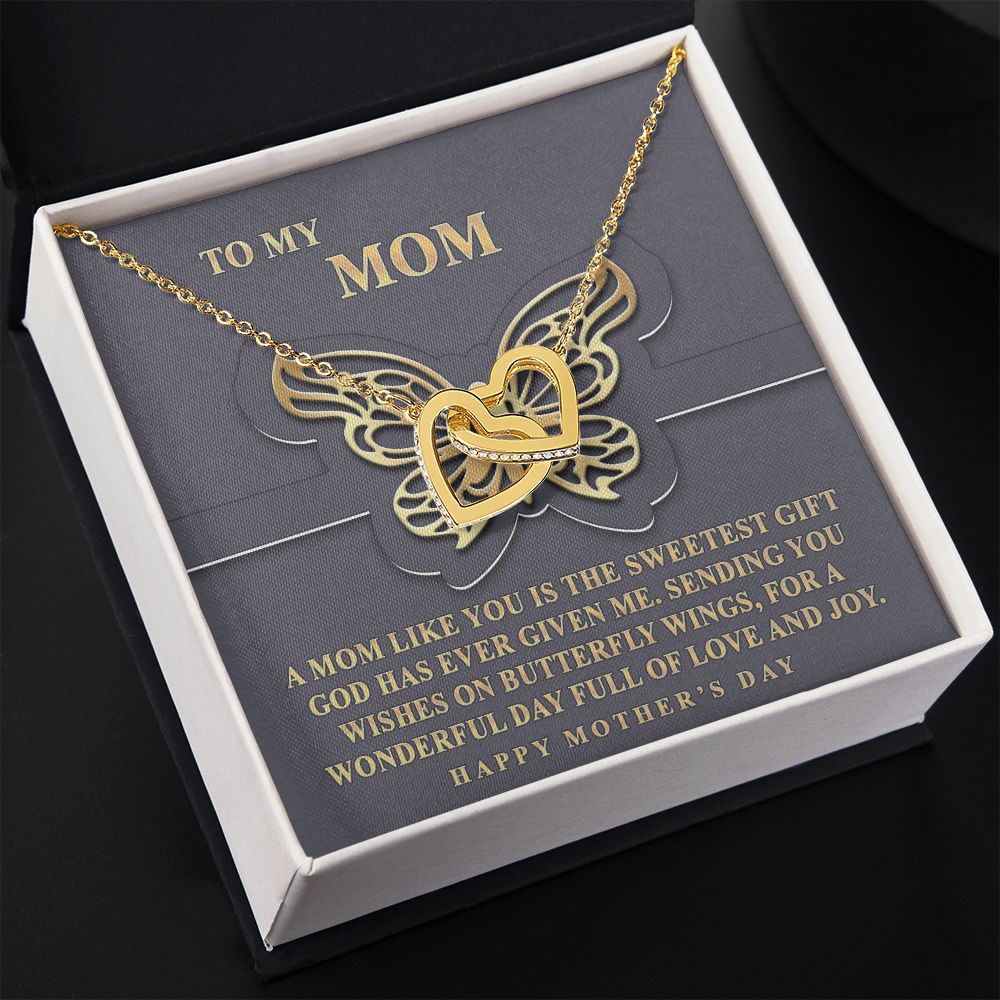 To My Mom Necklace, Gift For Mom, Mother's Day Gift from Daughter, Mom Jewelry Gift for Mothers Day, Birthday Gift for Mother, Moms Gift from Daughter Son, Necklace for Mom Mother 12 Interlocking Hearts Necklace