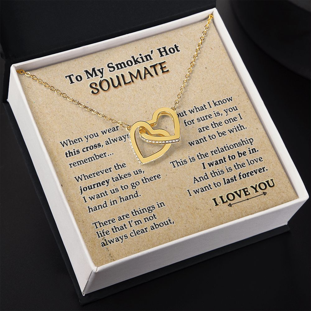 To My Soulmate Necklace for Women Birthday Valentines Day Jewelry Gifts For My Wife with Message Card Box Personalized Gift Present Pendant for Future Wife Soulmate Girlfriend Love 9 Interlocking Hearts Necklace