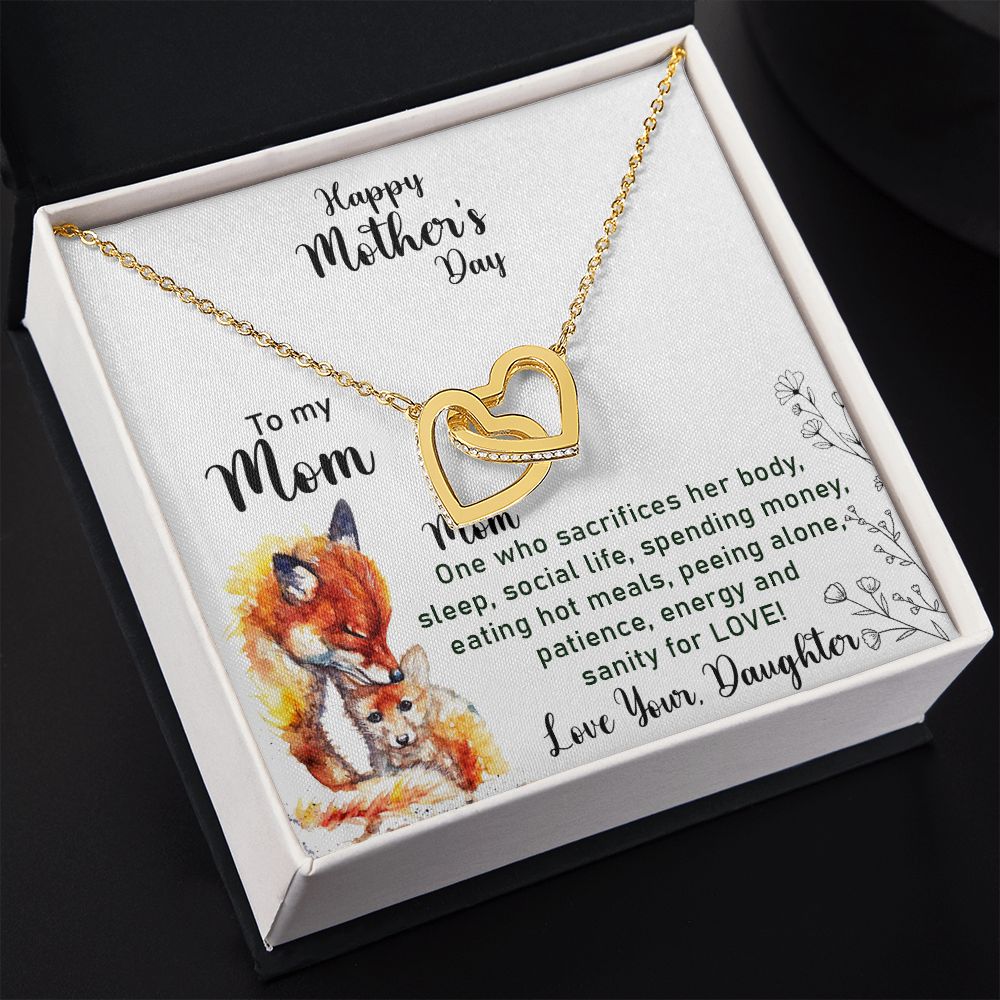Mom Necklace Gifts for Mom from Daughter to Mom Gifts for Mothers Day from Daughter, To My Mom Necklace from Daughter to Mom Birthday Gifts Necklace with Message Card and Gift Box2223 Interlocking Hearts Necklace