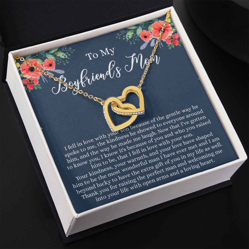 To My Boyfriends Mom, Gifts For Boyfriend Mom, Boyfriends Mom Birthday Gift Idea, Boyfriend Mother Gift, Necklace for Boyfriends Mom, Mother's Day Gift Necklace for Women Interlocking Hearts Necklace