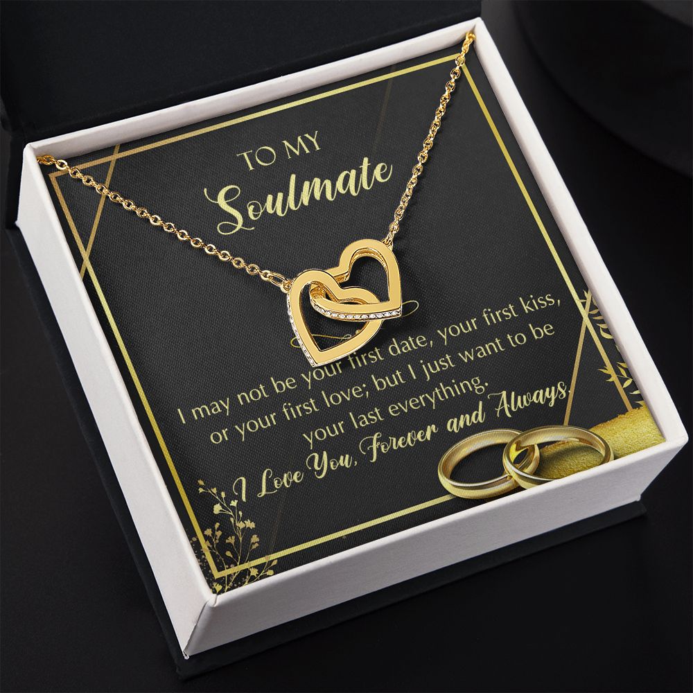 To My Soulmate Necklace for Women Birthday Christmas Jewelry Gifts For My Wife with Message Card Box Personalized Gift Present Pendant for Future Wife Soulmate Girlfriend Love 28 Interlocking Hearts Necklace