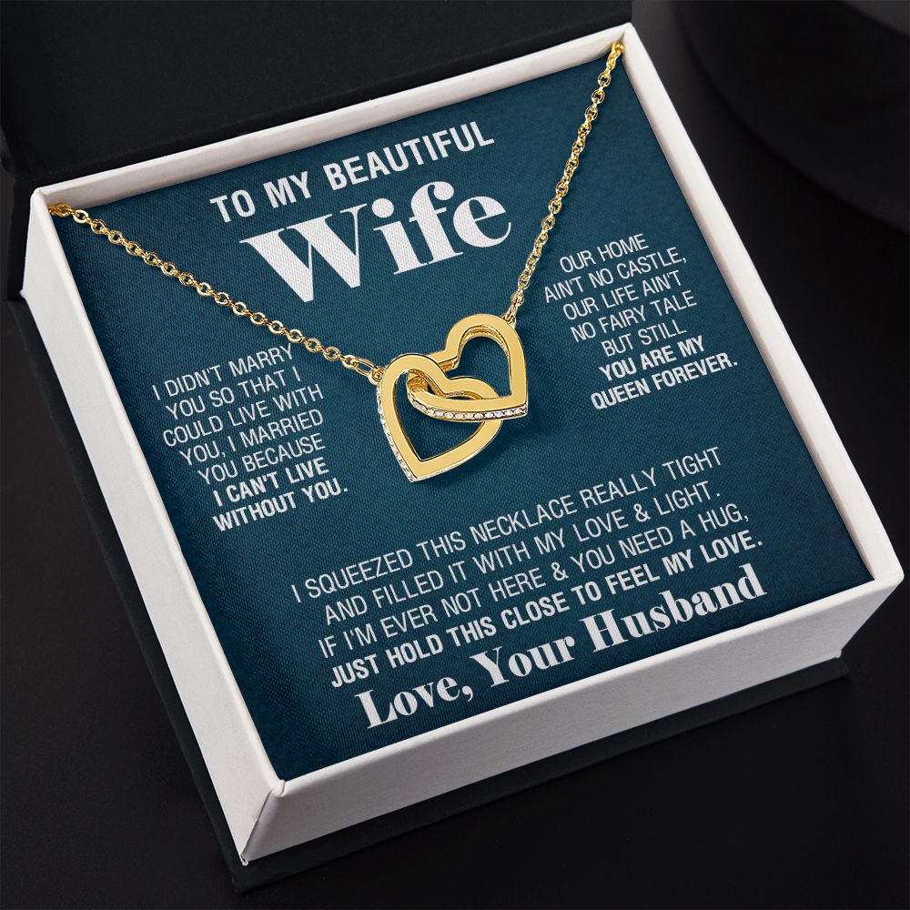 To My Beautiful Wife Necklace, Wedding Anniversary Jewelry For Women, Necklace For Wife from Husband, Gifts For Wife Birthday Gifts Necklace, Jewelry With Message Card In A Gift Box