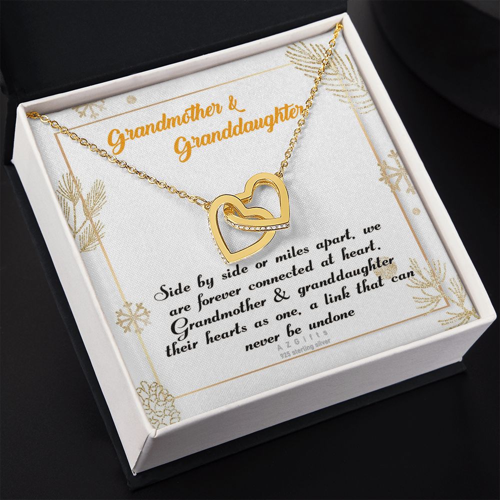 To My Grandma Necklace, Gift for Grandmother Necklace, Mothers Day Gift For Grandma Nana, Grandma Jewelry From Grandchildren GrandKids , Jewelry Box Gift For Grandma Grandmother14 Interlocking Hearts Necklace