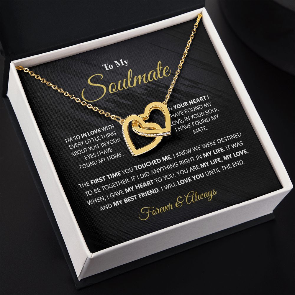 To My Soulmate Necklace for Women Birthday Christmas Jewelry Gifts For My Wife with Message Card Box Personalized Gift Present Pendant for Future Wife Soulmate Girlfriend Love 1 Interlocking Hearts Necklace