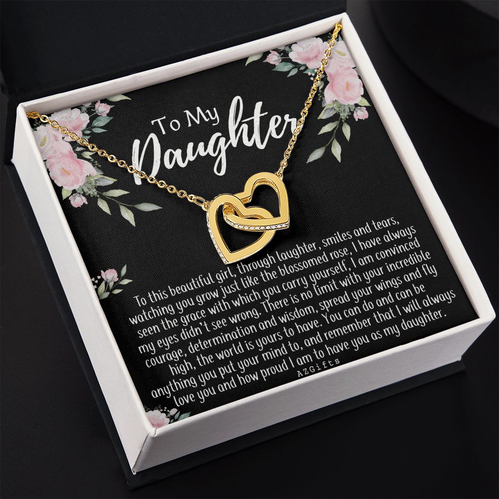 To My Daughter Gift Necklace from Mom, Mother and Daughter Necklace for Girls, Mother Daughter Gift Ideas, Jewelry Pendant For Her Interlocking Hearts Necklace