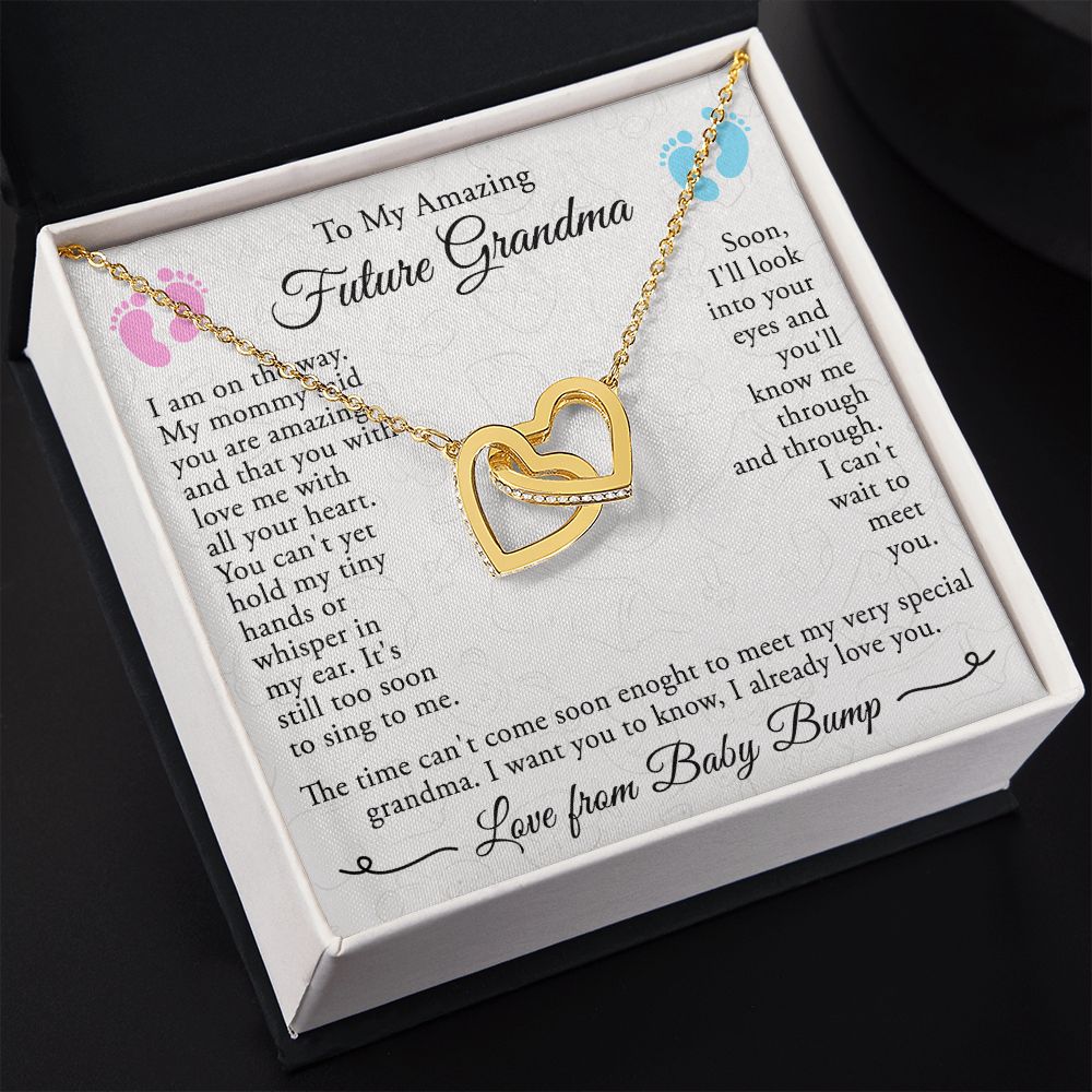 To My Grandmother Necklace, Gift for Grandmother Necklace, Mothers Day Gift For Grandma Nana, Grandma Jewelry From Grandchildren GrandKids , Jewelry Box Gift For Grandma Grandmother4 Interlocking Hearts Necklace