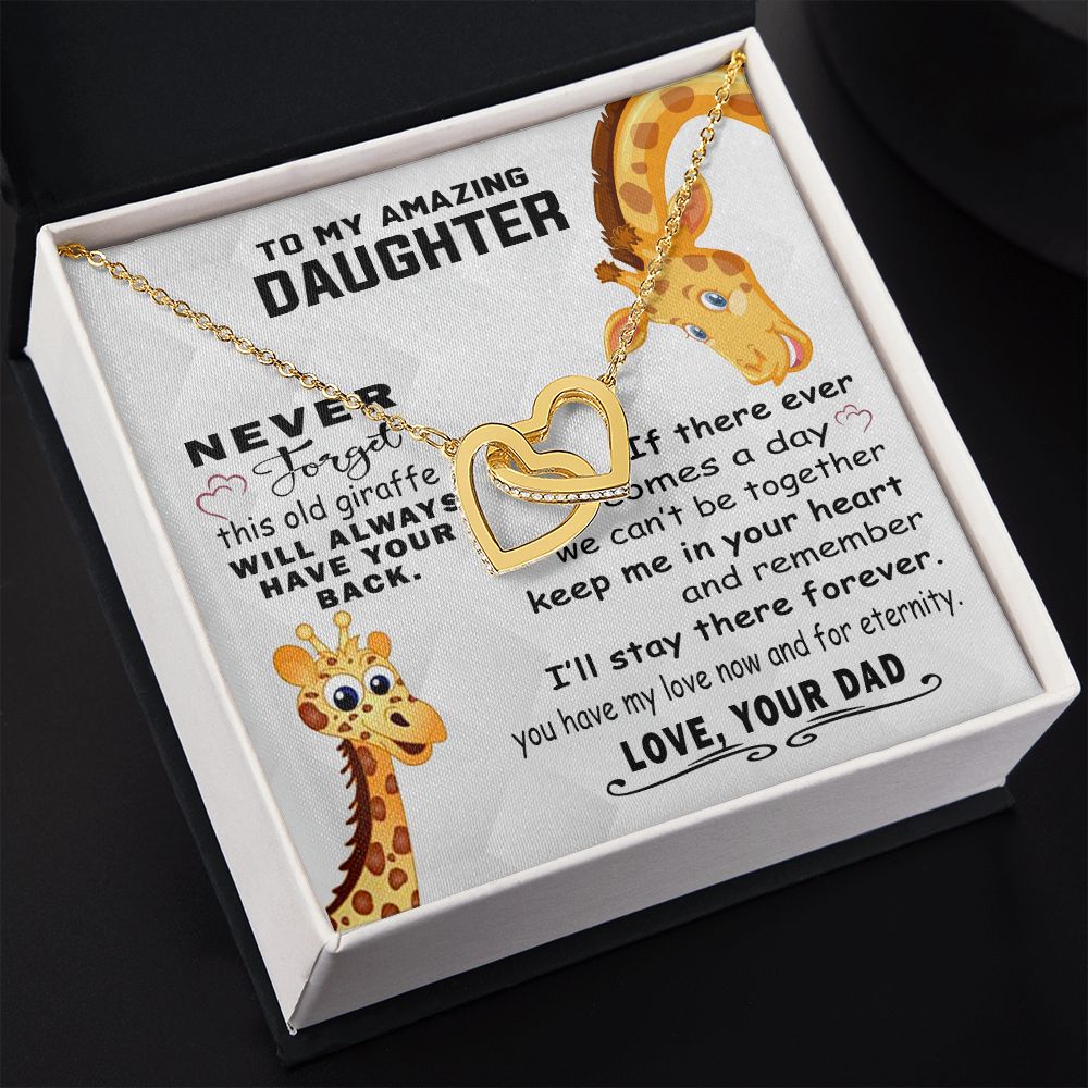 Jewelry Pendant Present for Daughter, To My Daughter Gift Necklace from Mom, Mother Daughter Gift Ideas, Birthday Christmas Gift Graduation Gifts for Daughters, Mother and Daughter Necklace 18 Interlocking Hearts Necklace