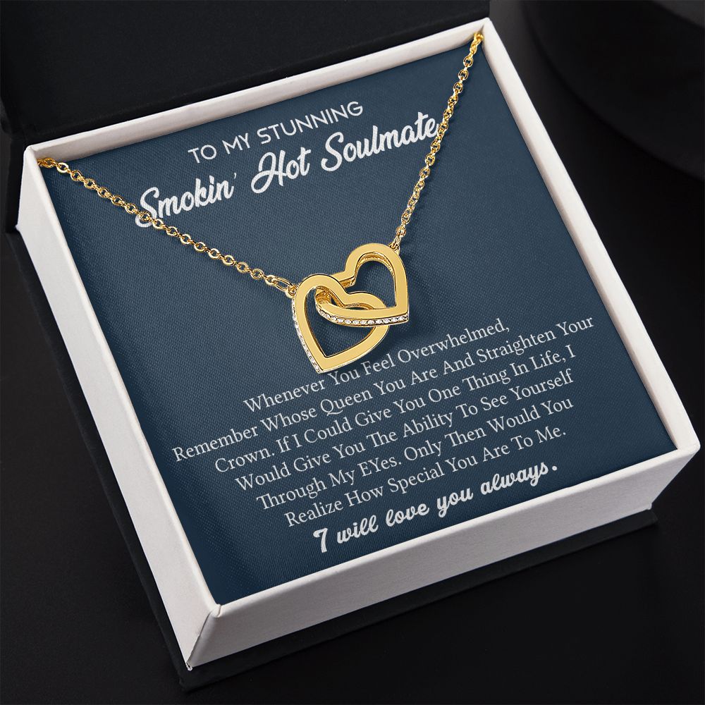 To My Soulmate Necklace for Women Birthday Valentines Day Jewelry Gifts For My Wife with Message Card Box Personalized Gift Present Pendant for Future Wife Soulmate Girlfriend Love 5 Interlocking Hearts Necklace