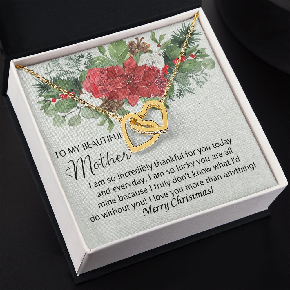 To My Mother Necklace from Daughter Pendant for Mom Christmas Pendant Inspirational Gift from Son to Mom Personalized Necklace Gift for Mother Fiance Christmas Present from Child 301 Interlocking Hearts Necklace