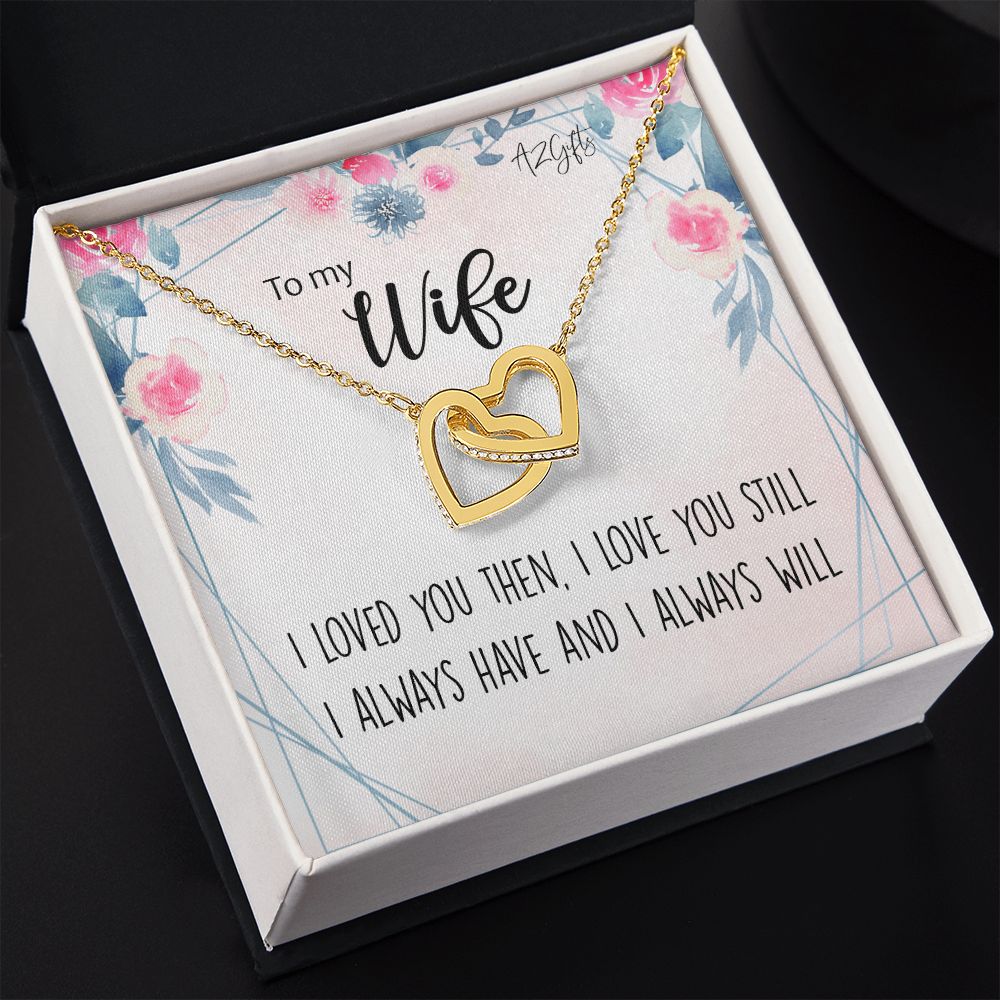 To My Wife Necklace from Husband, Personalized Necklace for Women, Luxury Necklace for Wife from Man Men, Wedding Anniversary Present For Wife, Beautiful Wife Jewelry Christmas Birthday Gifts For Wife2 Interlocking Hearts Necklace