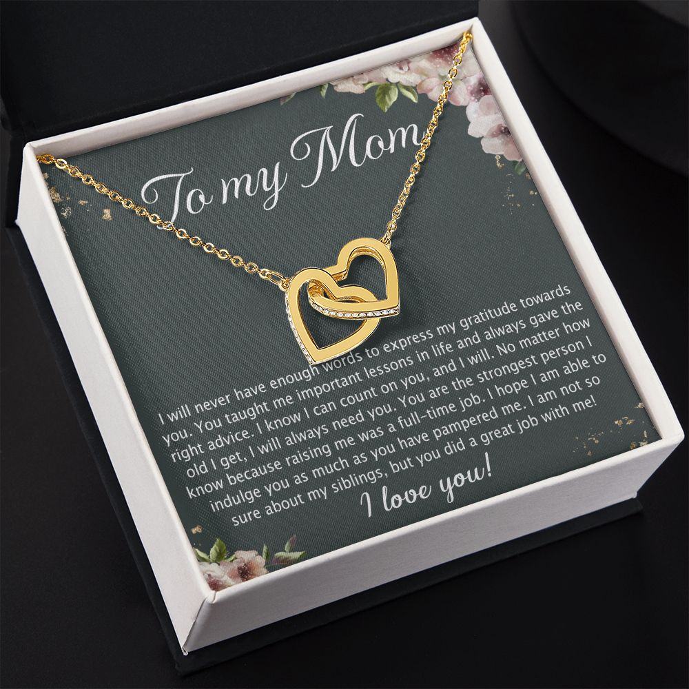 To My Mother Mom Best Friend In Law Bonus Step For Mother Day Birthday Wedding Engagement From Son Daughter Step In Law Necklace Gift Interlocking Hearts Necklace