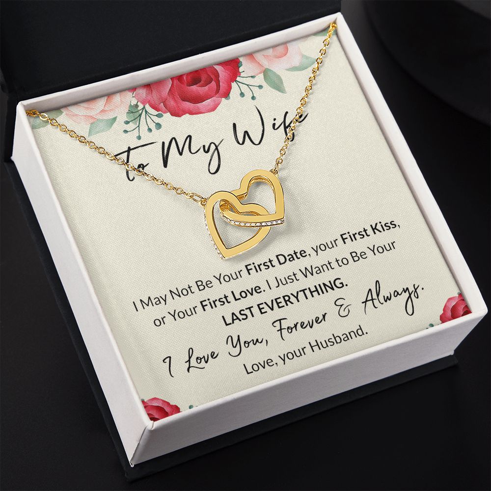 To My Wife Necklace from Husband, Personalized Necklace for Women, Luxury Necklace for Wife from Man Men, Wedding Anniversary Present For Wife, Beautiful Wife Jewelry Christmas Birthday Gift For Wife18 Interlocking Hearts Necklace