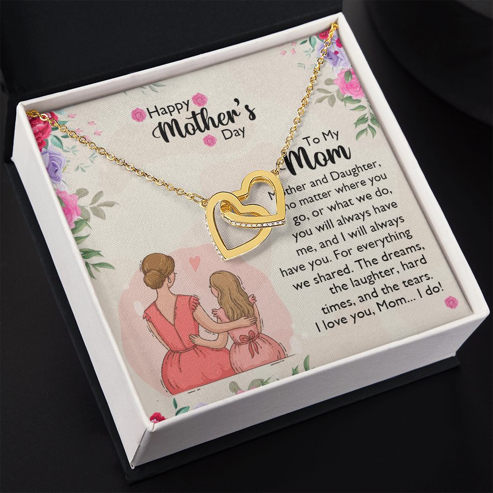 Mom Necklace Gifts for Mom from Daughter to Mom Gifts for Mothers Day from Daughter, To My Mom Necklace from Daughter to Mom Birthday Gifts Necklace with Message Card and Gift Box11 Interlocking Hearts Necklace